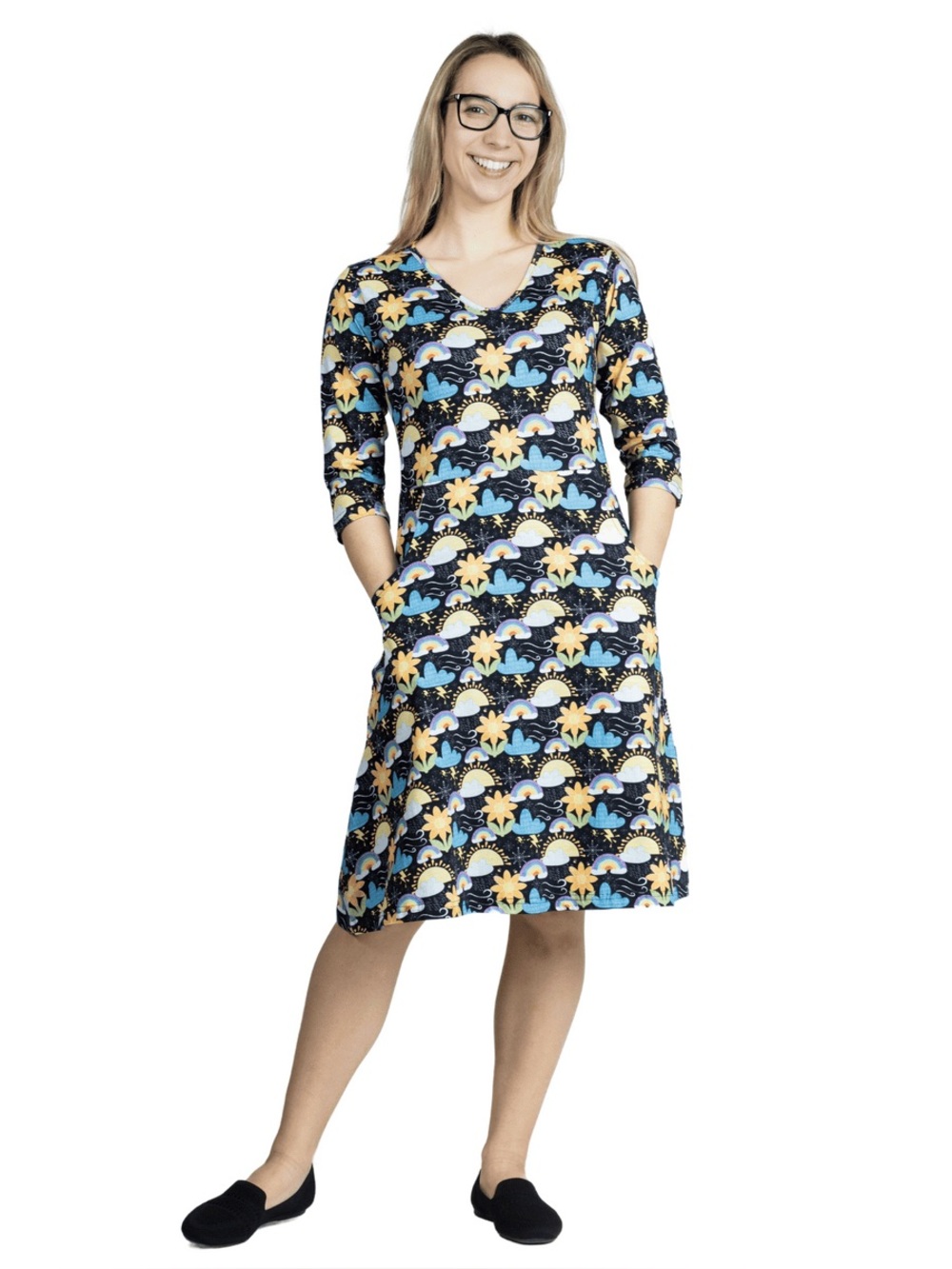 Svaha USA Weather 3/4th Sleeves A-Line Midi Dress - New - Size 3X